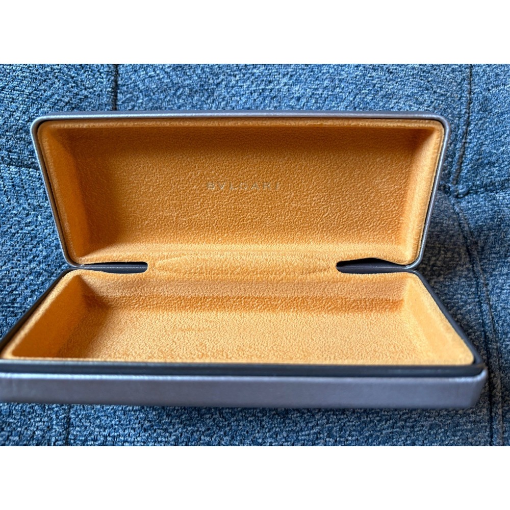 BVLGARI Sunglasses Eyeglasses Large Hard Case Gold Clamshell w/ Orange Interior